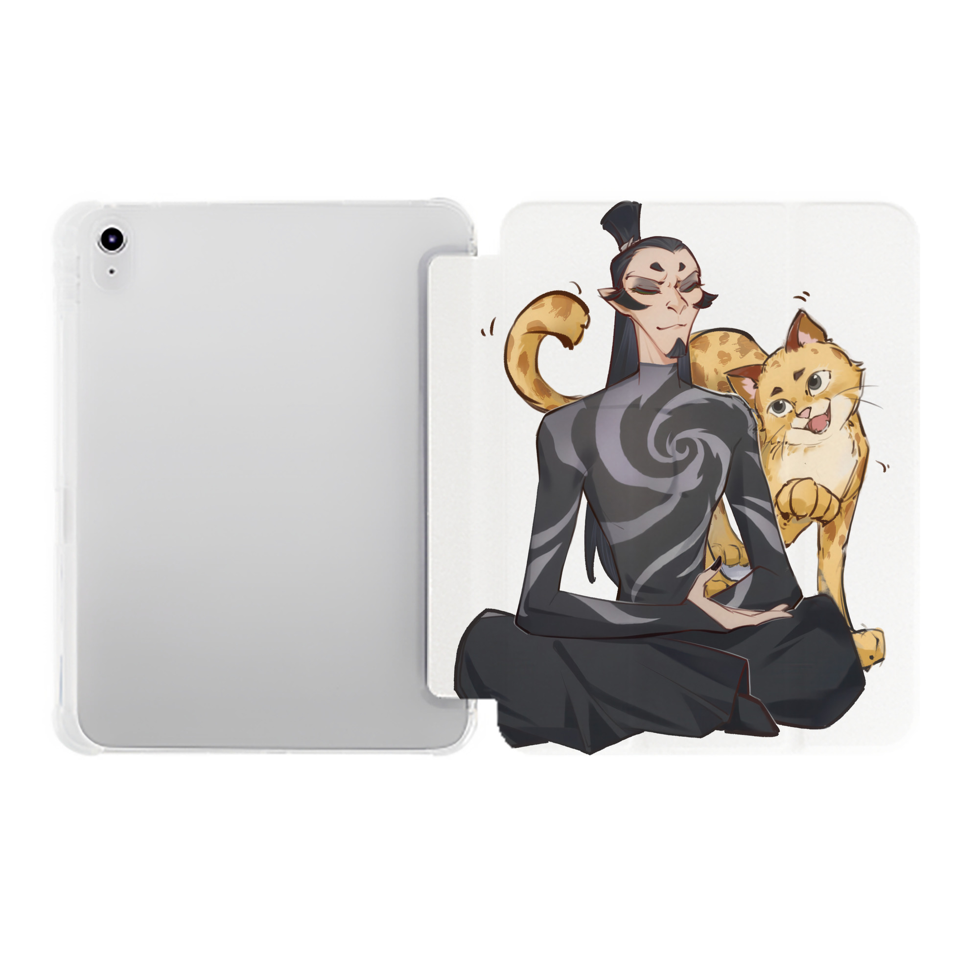 （画像用） Ne Zha 2 ナタ 魔童の大暴れ IPad ケース ペン収納付き 三つ折りスタンド PUレザー×シリコン 対応機種9.5/10.5/10.9インチ